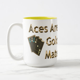 Gold Quad Aces Poker Cards, Zweifarbige Tasse