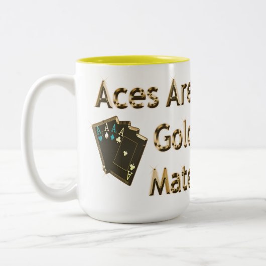 Gold Quad Aces Poker Cards, Zweifarbige Tasse (Links)