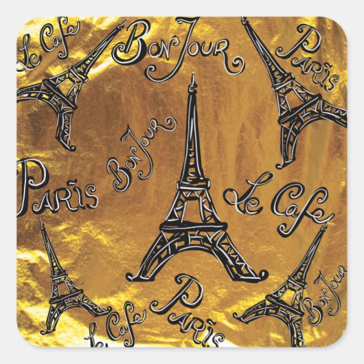 Gold Quadratischer Aufkleber (Vorderseite)