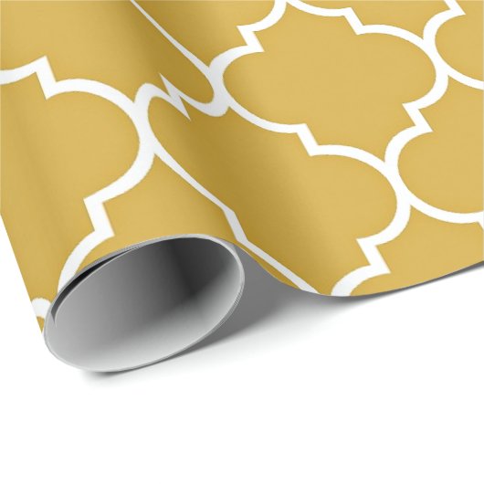 Gold Quatrefoil Pattern Geschenkpapier (Rolleneckpunkt)
