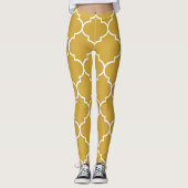 Gold Quatrefoil Pattern Leggings (Vorderseite)