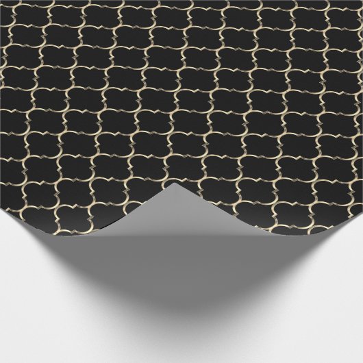 Gold-Quatrefolie auf Schwarz Geschenkpapier (Ecke)