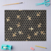 Gold Queen Bees and Honeycomb on Black Decoupage Seidenpapier (Basteln)
