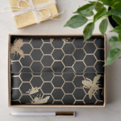 Gold Queen Bees and Honeycomb on Black Decoupage Seidenpapier (Geschenk)