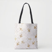 Gold Queen Bees and Honeycomb on White Tasche (Vorderseite)