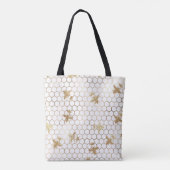 Gold Queen Bees and Honeycomb on White Tasche (Rückseite)