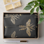 Gold Queen Bienen auf Black Decoupage Seidenpapier (Geschenk)