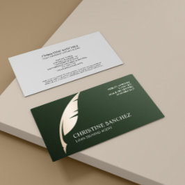 Gold Quill Pen GREEN ÖFFENTLICHES NOTARY SINGNING Visitenkarte