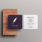 Gold Quill Pen MOBILE NOTARY SINGNING AGENT Lila Quadratische Visitenkarte