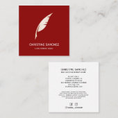 Gold Quill Pen MOBILE NOTARY SINGNING AGENT RED Quadratische Visitenkarte (Vorne/Hinten)