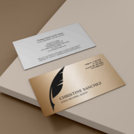Gold Quill Pen ÖFFENTLICHES NOTARY SINGNING AGENT Visitenkarte
