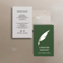 Gold Quill Pen ÖFFENTLICHES NOTARY SINGNING AGENT Visitenkarte