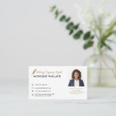 GOLD QUILLE PEN Berufliches Foto Notare Services Visitenkarte (Stehend Vorderseite)