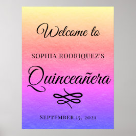 Gold Quinceañera 15. Geburtstag Begrüßungspaket Poster