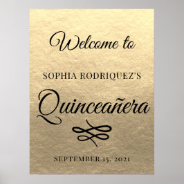 Gold Quinceañera 15. Geburtstag Willkommen Poster