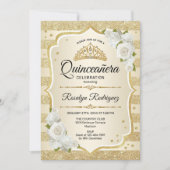 Gold Quinceanera Einladung (Vorderseite)