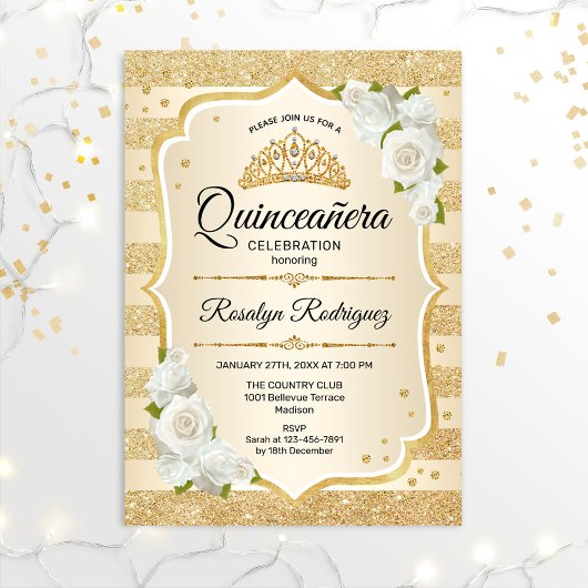 Gold Quinceanera Einladung