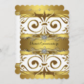 Gold Quinceanera Einladung (Vorne/Hinten)
