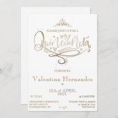 Gold Quinceañera Einladung Vorlage (Vorne/Hinten)