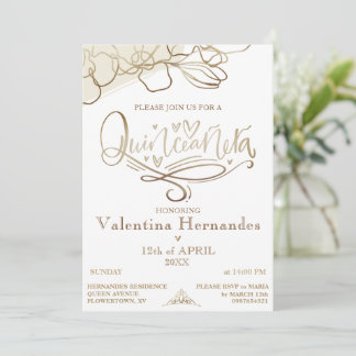 Gold Quinceañera Einladung Vorlage