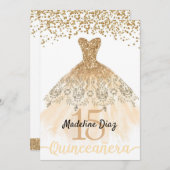 Gold Quinceanera Geburtstag Einladung Cumpleanos (Vorne/Hinten)