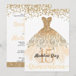 Gold Quinceanera Geburtstag Einladung Cumpleanos