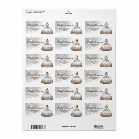 Gold Quinceañera Girl Adressaufkleber (Vorne)