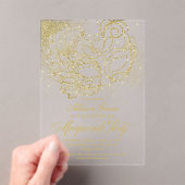 Gold Quinceanera Masquerade Party Acryleinladungen (Insitu (Handheld))