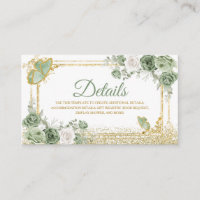 Gold Quinceañera Sage Green Crosshutterfly Detail