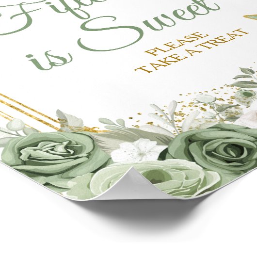 Gold Quinceañera Sage Green Crown 15. ist süß Poster (Ecke)