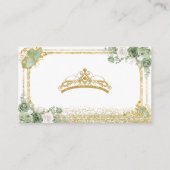 Gold Quinceañera Sage Green Crown Gift Registry Begleitkarte (Rückseite)
