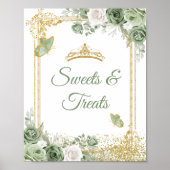 Gold Quinceañera Sage Green Crown Sweet Leckereien Poster (Vorne)