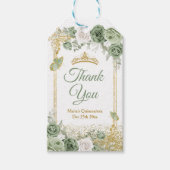 Gold Quinceañera Sage Green Crown Vielen Dank Geschenkanhänger (Vorderseite)