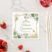 Gold Quinceañera Sage Grüne Kronenschmetterlingspa Serviette (Beispiel)