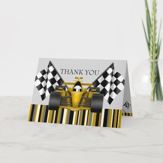 Gold Race Car Danke Karte (Vorderseite)