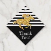 Gold Race Pferd auf schwarzen Streifen Geschenkanhänger (Vorderseite)