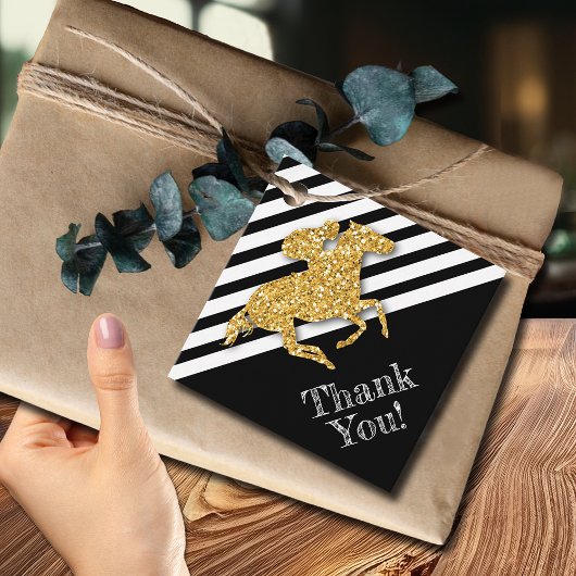 Gold Race Pferd auf schwarzen Streifen Geschenkanhänger