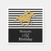 Gold Race Pferd Schwarz-weiße Streifen Geburtstag Serviette (Vorderseite)