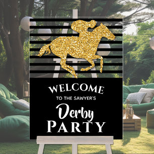 Gold Racehorse Black Stripes Derby Willkommen Acrylschild