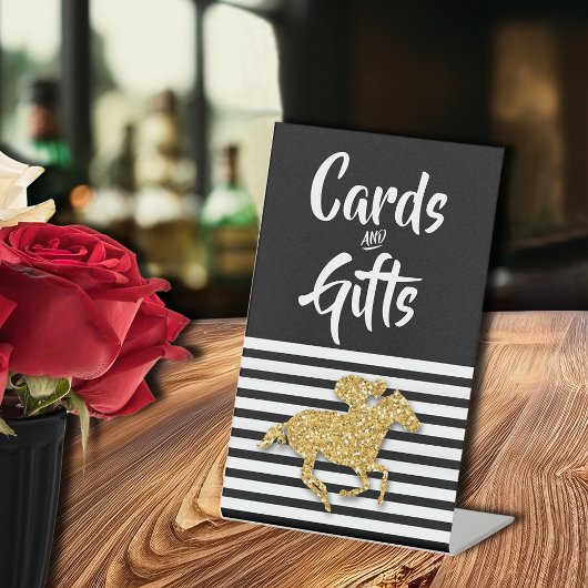 Gold Racehorse Brautparty Karten und Geschenke Sockelschild