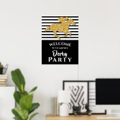 Gold Racehorse Derby Party Willkommen Poster (Heimbüro)