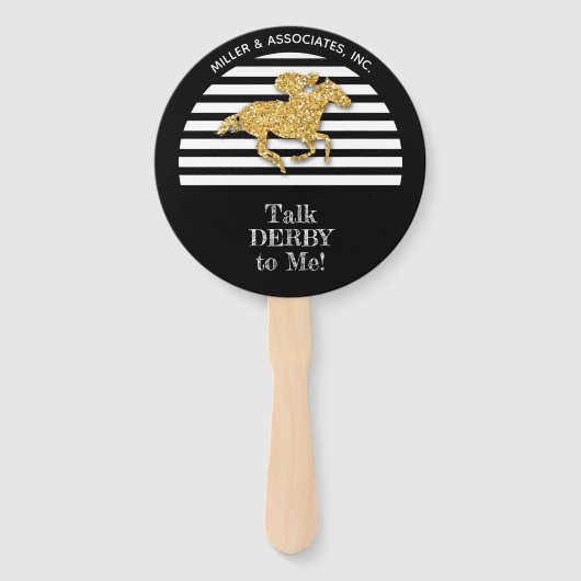 Gold Racehorse Schwarz-weiß Stripes Company Fächer (Rückseite)