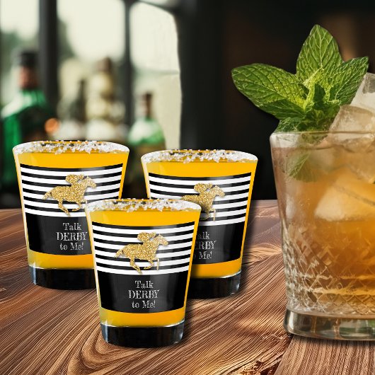 Gold Racehorse Talk Derby to Me Schnapsglas