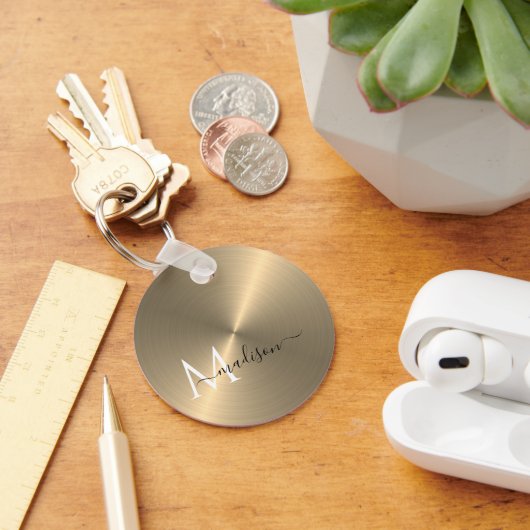 Gold Radial Metallic Script Name Schlüsselanhänger (Schreibtisch)