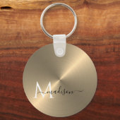 Gold Radial Metallic Script Name Schlüsselanhänger (Vorderseite)