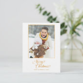 Gold Radiance Frohe Weihnachts-Script-Foto Postkarte (Stehend Vorderseite)