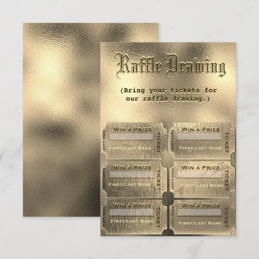 Gold Raffle Tickets Einladung (Vorne/Hinten)