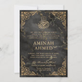 Gold Rahmen schwarzer Marmor slamic Aqiqa Aqeeqa B Einladung (Vorderseite)