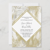 Gold Rahmen Silver & Gold Spritzer Abstrakt Hochze Einladung (Vorderseite)