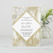 Gold Rahmen Silver & Gold Spritzer Abstrakt Hochze Einladung (Stehend Vorderseite)